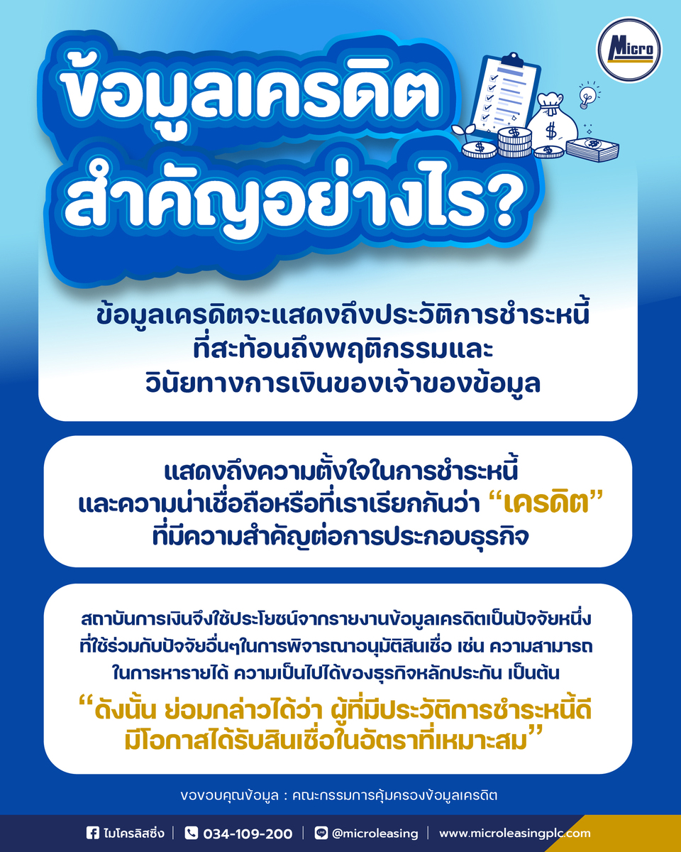 ข้อมูลเครดิต สำคัญอย่างไร